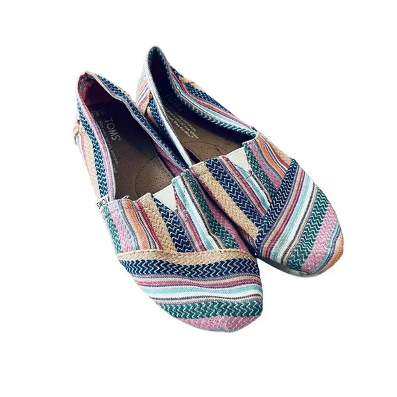 Tom’s Shoes - Toms Women Slip On Flat Casual Multi-Colored Canvas Shoes SZ 6 EU 37 Boho Artsy
